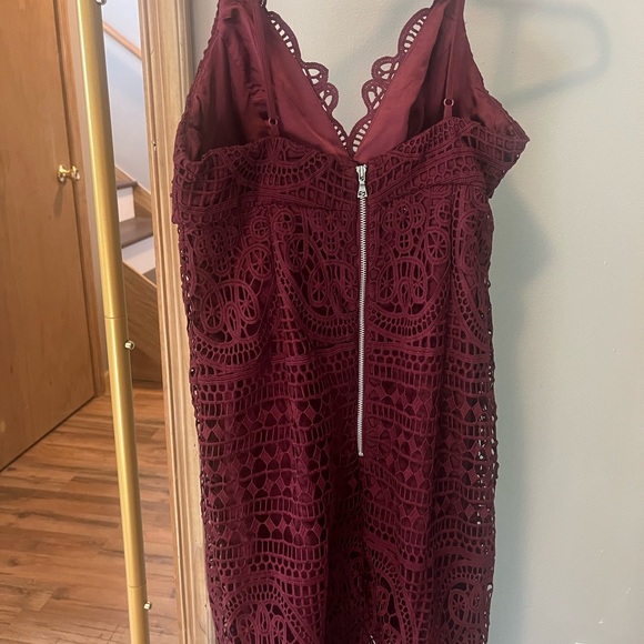 Bardot Deep Red Lace Dress - Picture 3 of 4